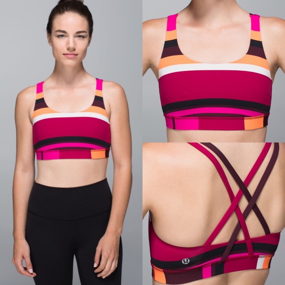 lululemon athletica Other - Lululemon💕 Energy Bra Blossom Stripe Bumble Berry